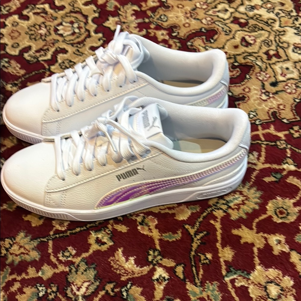 Puma White and Purple Women's Sneakers